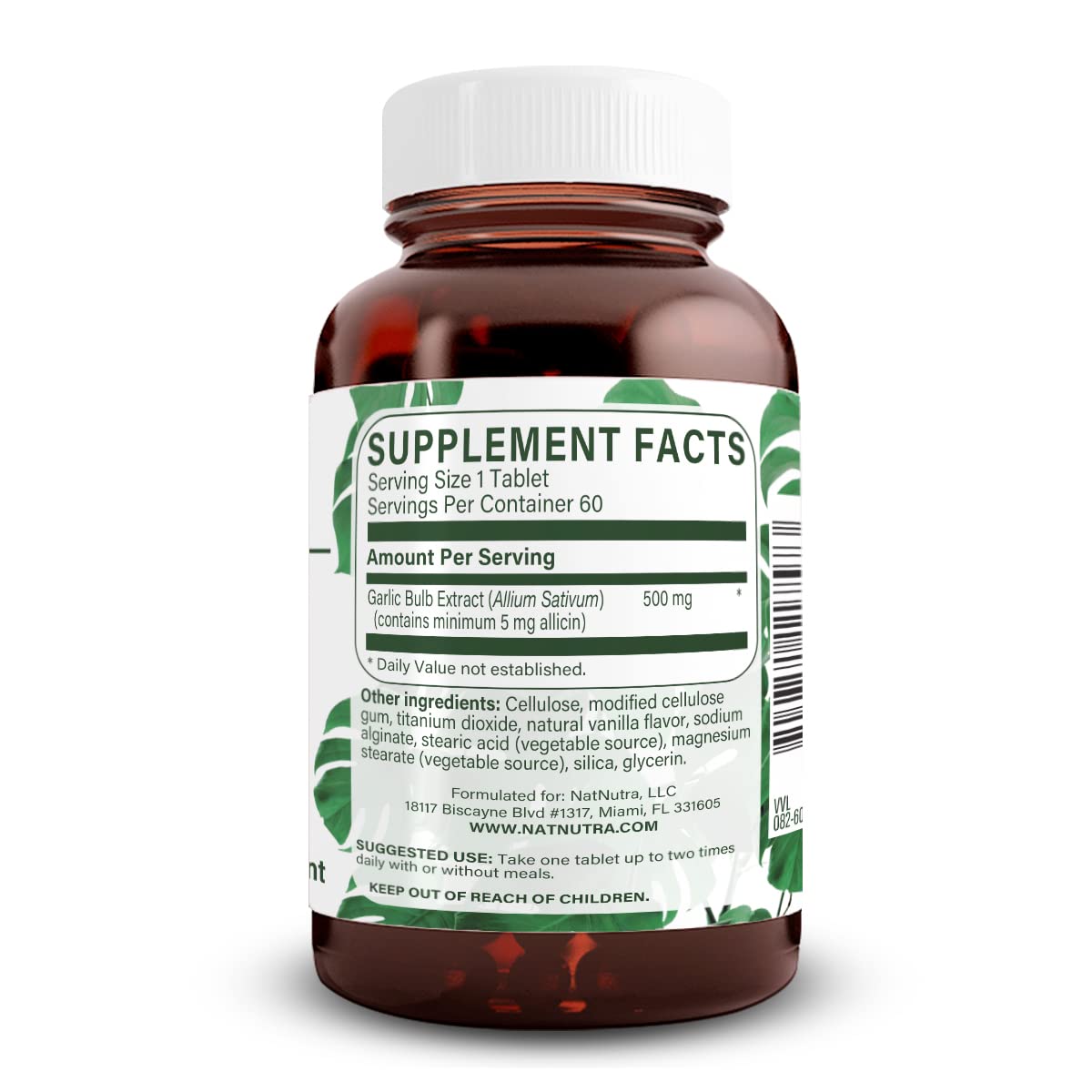 Natural Nutra High Allicin Garlic Supplement Tablets, 60 Count