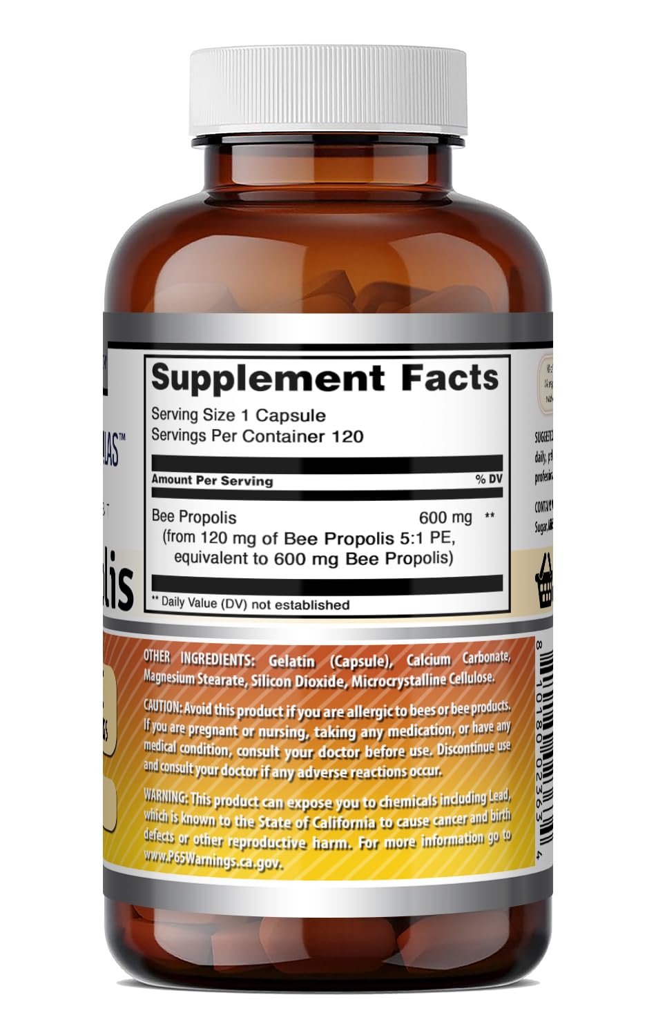 Amazing Nutrition Bee Propolis Supplement Capsules, 120 Count