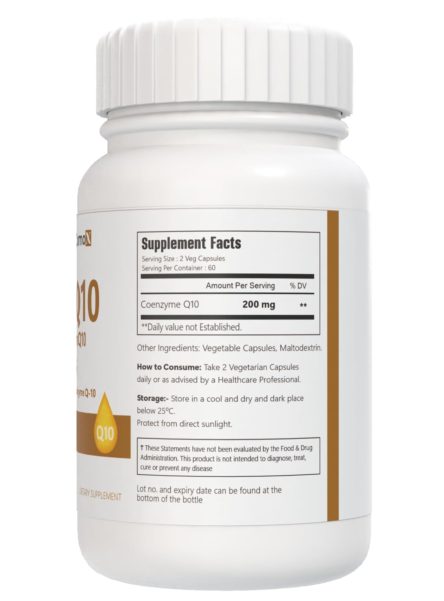 VitaCosmoX CoQ10 Vegan Capsules 200 mg, 120 Count