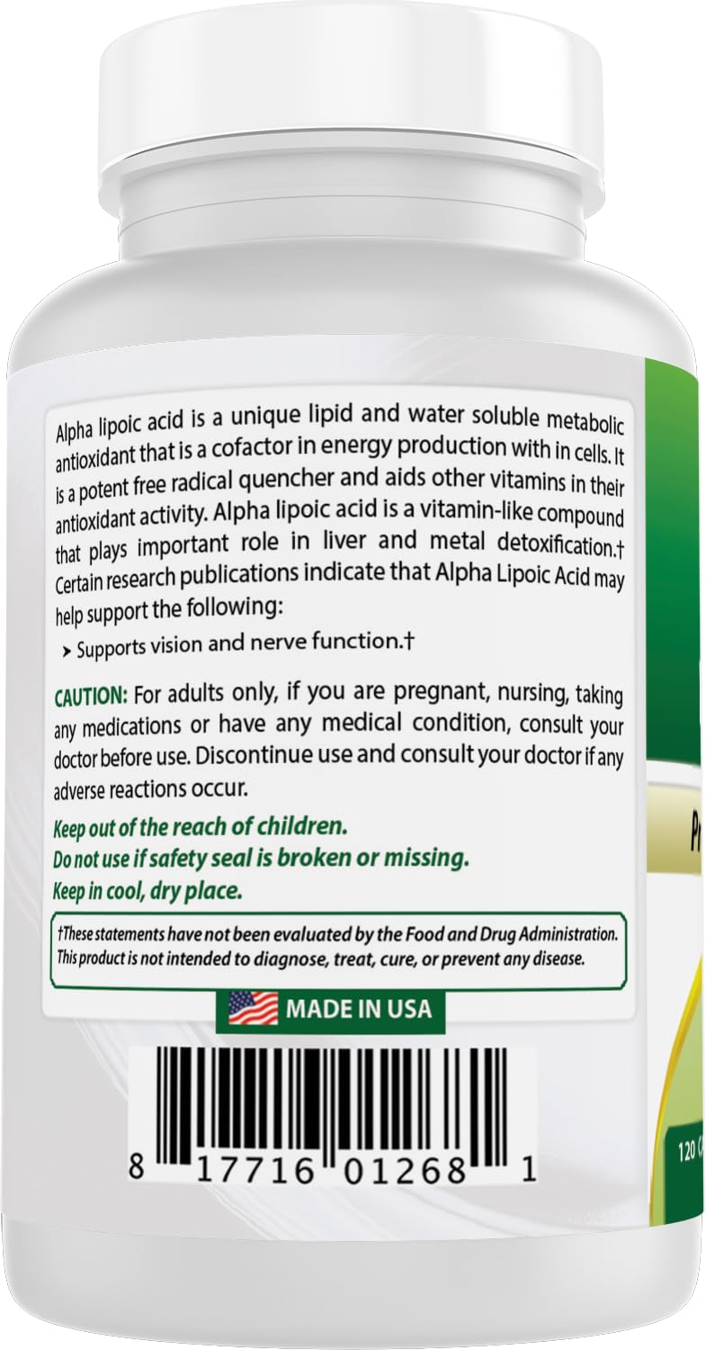 Best Naturals Alpha Lipoic Acid (ALA) 600 mg Capsules, 120 Count