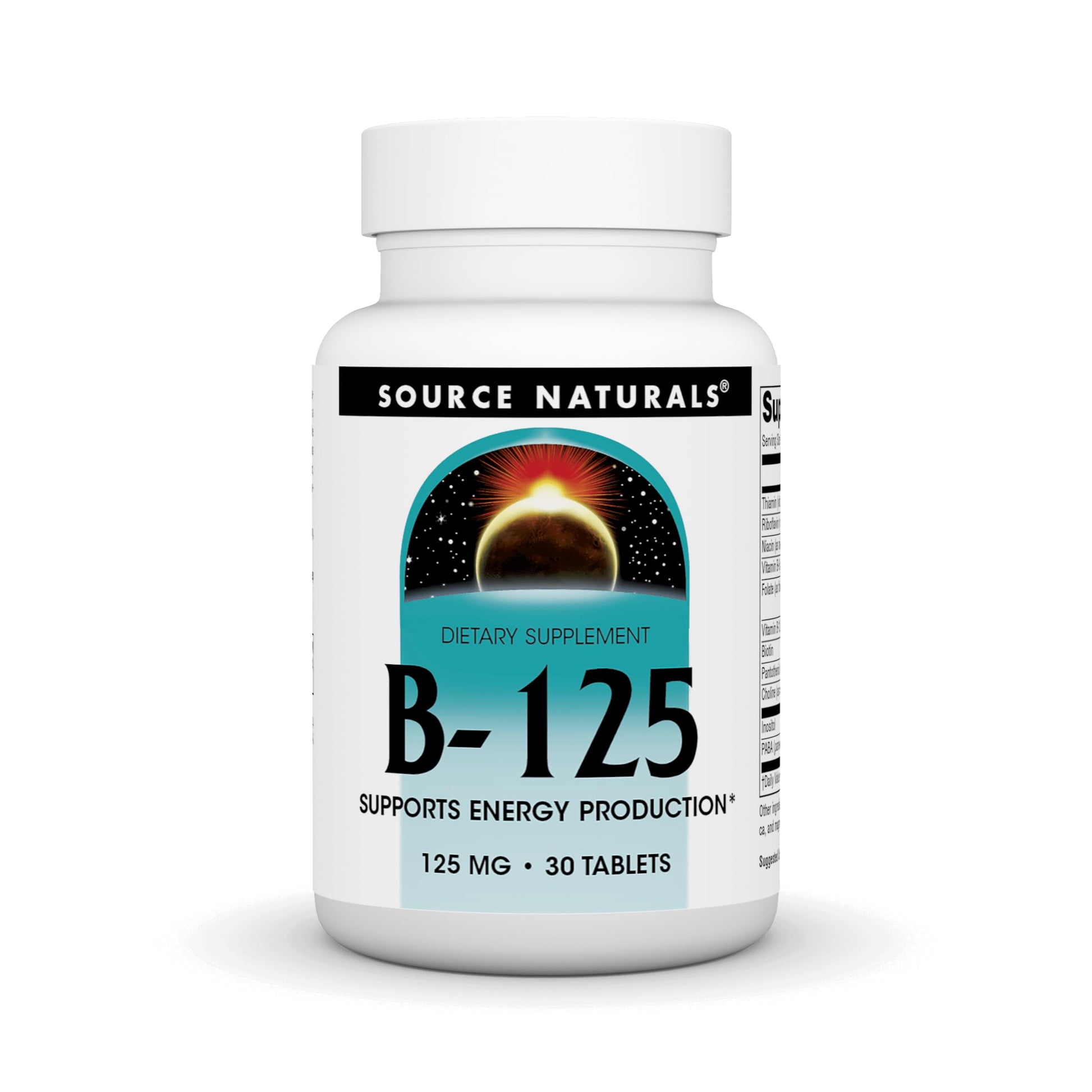 Source Naturals B-125 125 mg B-Vitamins for Energy Production Support Tablets, 30 Count