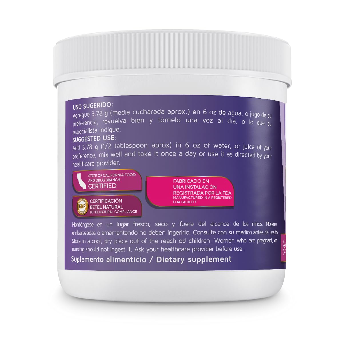 Betel Natural Magnesium Citrate Salt Powder, 4 oz