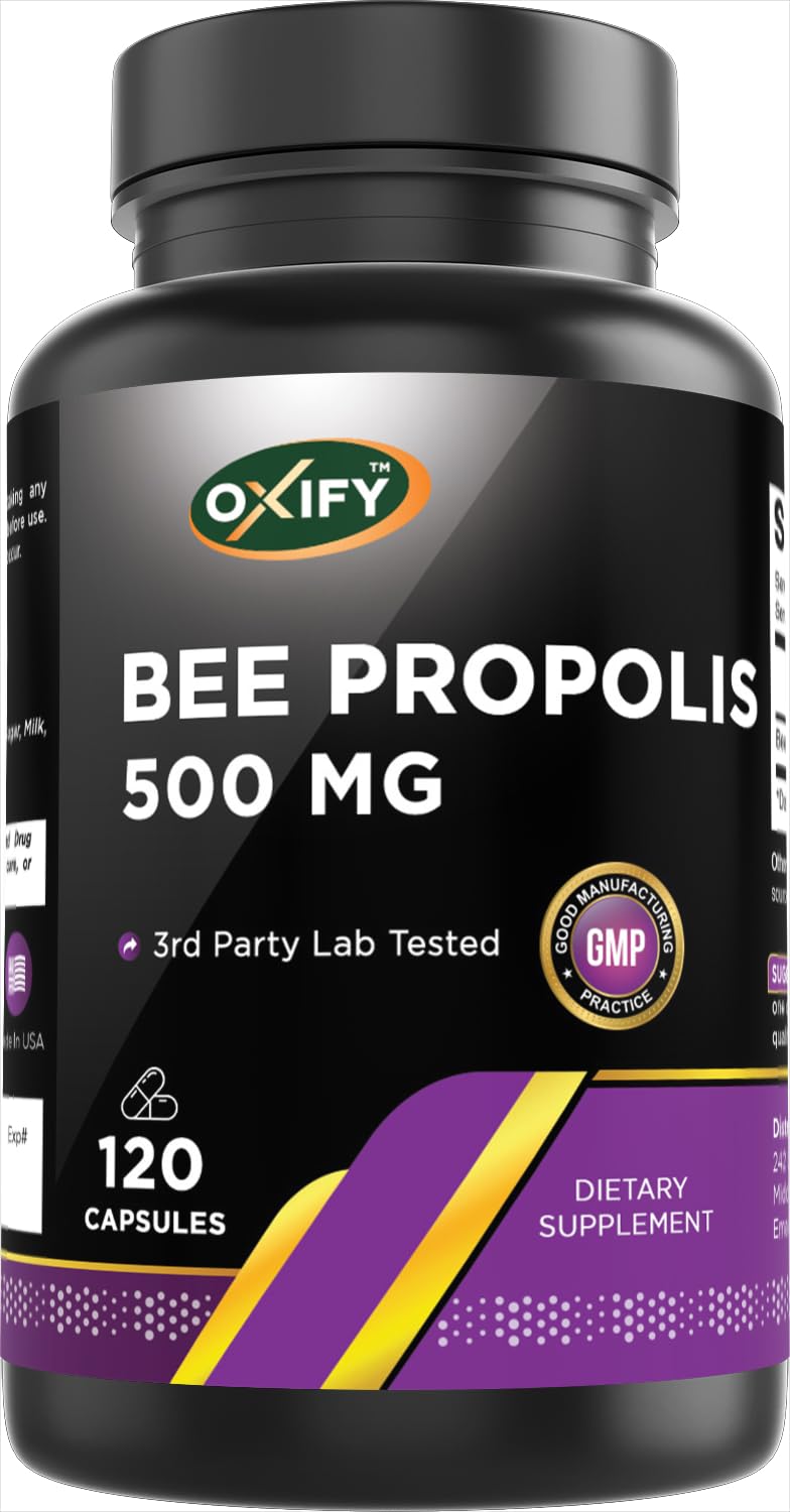 Oxify Bee Propolis 500 mg Capsules, 120 Count
