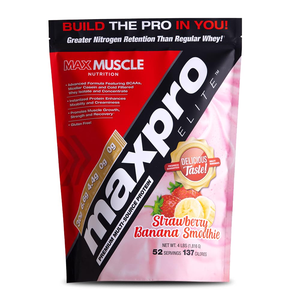 Max Muscle Maxpro Elite Whey Protein Powder, 32, 4 lb