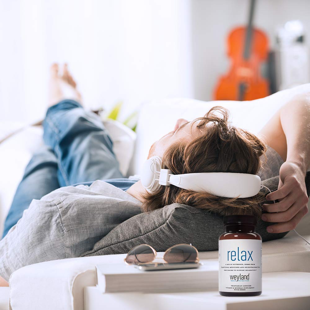 Weyland Brain Nutrition Relax - Natural Sleep Supplement with GABA, L-Theanine, Valerian Root, 5-HTP, Lemon Balm – Calm and Relaxation Aid, Capsule, 1 Count