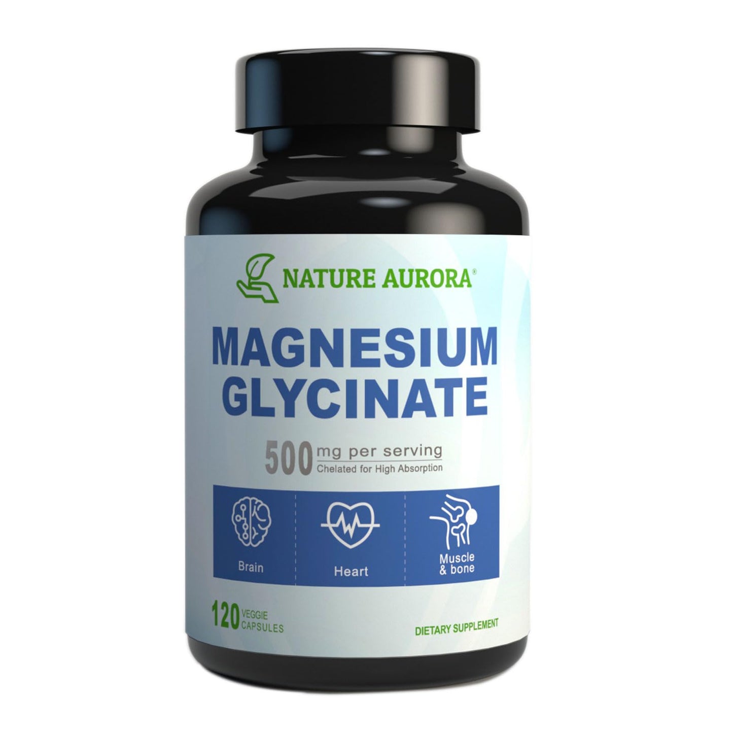 Nature Aurora Magnesium Glycinate 500mg Capsules, 120 Count