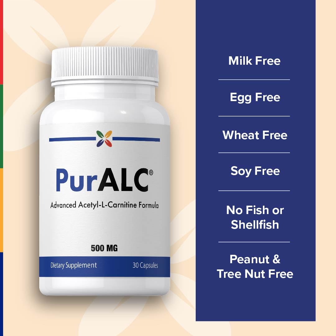 Stop Aging Now PurAlc Acetyl-L-Carnitine HCI PurALC 500mg Vitamin Supplement, 30 Capsules