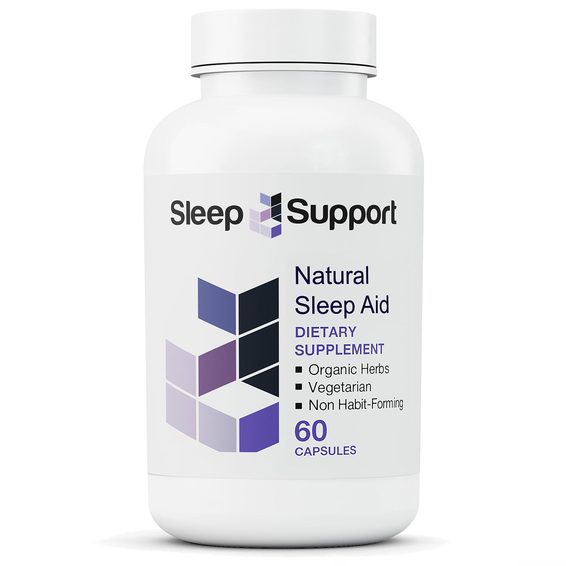Vitamin Support Sleep Support for Adults with 5 Organic Herbs, L-Theanine, L-Tryptophan, Glycine, Magnesium & Melatonin Capsules, 60
