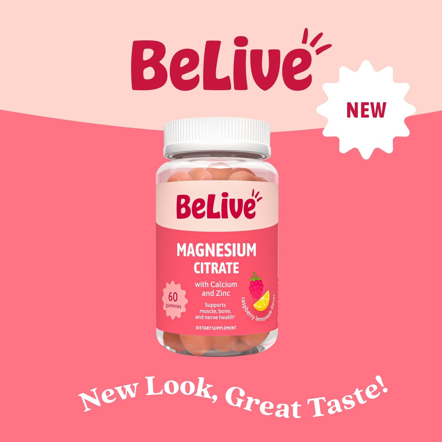 BeLive Magnesium Citrate Gummies with Calcium and Zinc, 120 Count