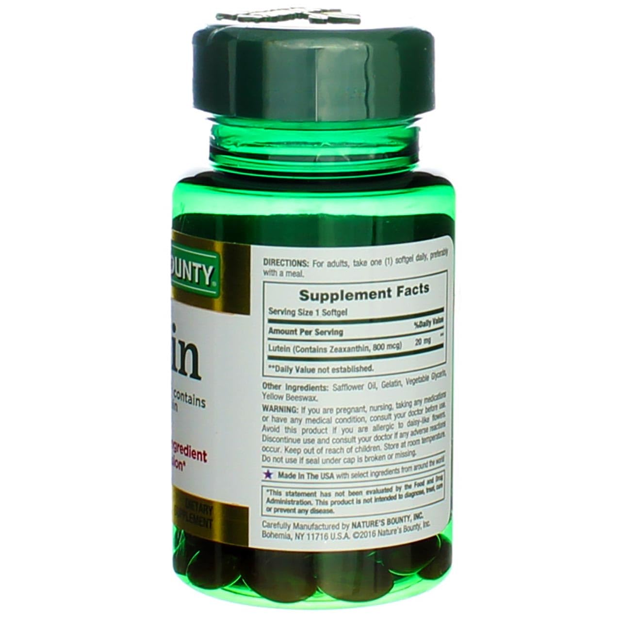 Nature's Bounty Lutein 20 mg Softgel, 40 Count