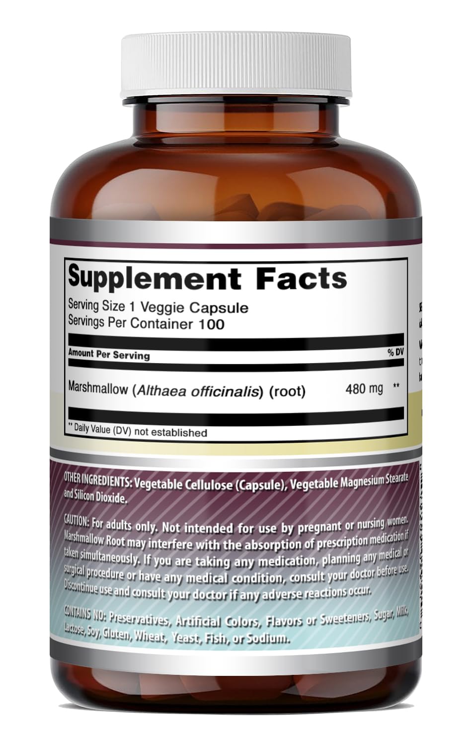 Amazing Nutrition Marshmallow Root Supplement Capsule 100 Count