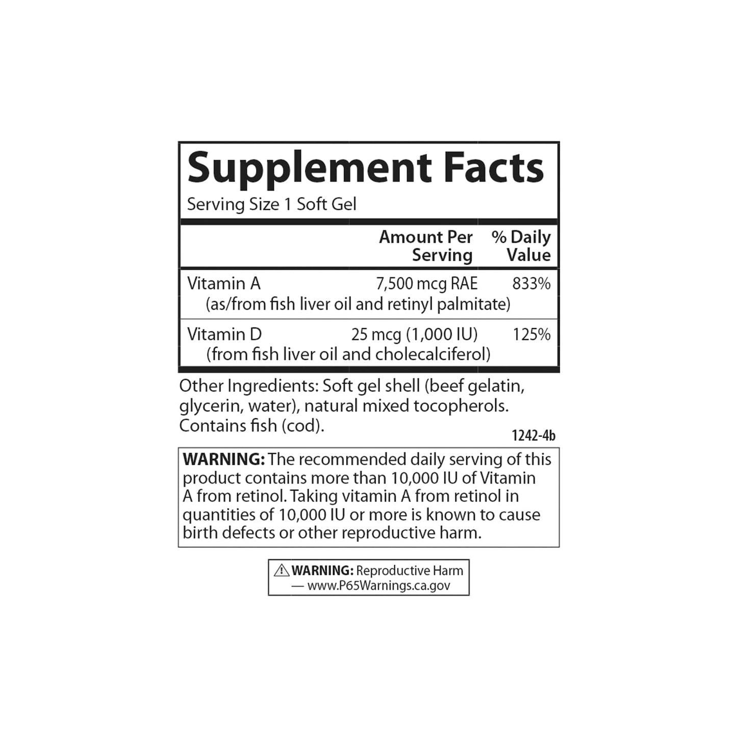Carlson A & D Vitamin A Softgels 250