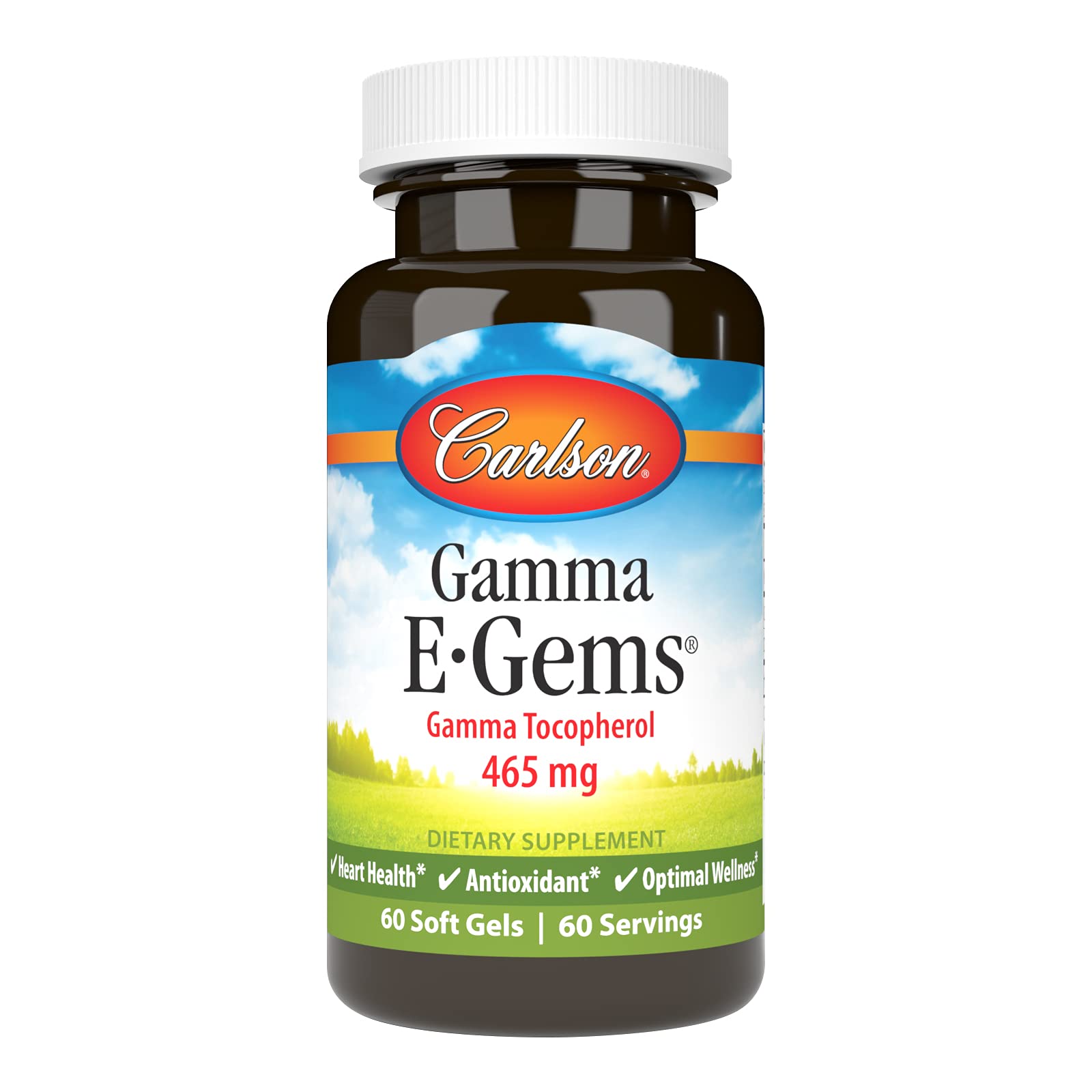 Carlson Gamma E-Gems Gamma Tocopherol 465 mg 60 Softgels
