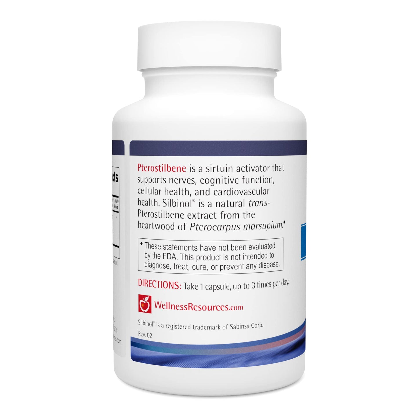 Wellness Resources Pterostilbene Natural Source Silbinol Trans-Pterostilbene 100mg Capsule 90 Count