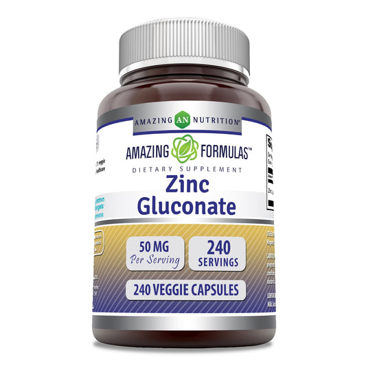 Amazing Nutrition Zinc Gluconate Capsules, 240 Vegetarian Capsules