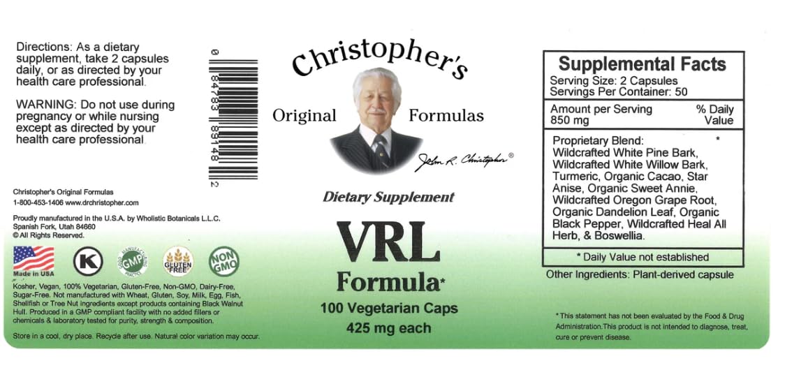 Generic Dr. Christopher’s Original Formula Bundle – X-INFX & VRL Capsules, Pack of 2