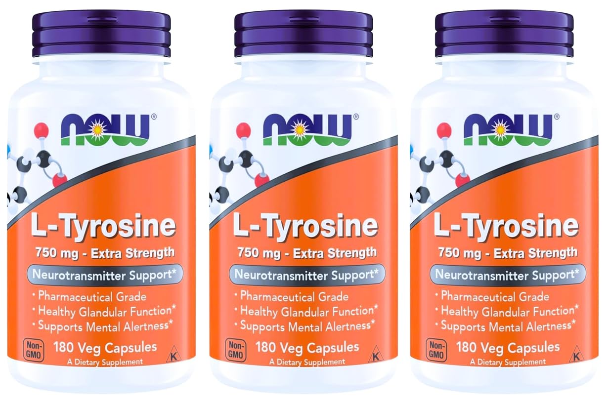NOW Foods L-Tyrosine 750 mg Capsules, 540 Veg Capsules