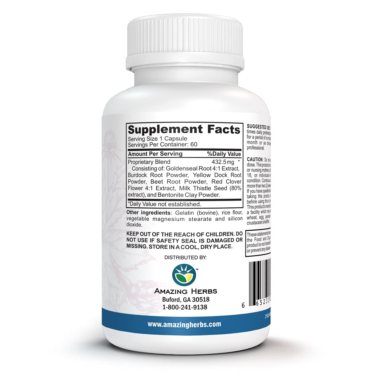 Amazing Herbs Detox/Flush Blood Purifier Capsule, 60 Capsules