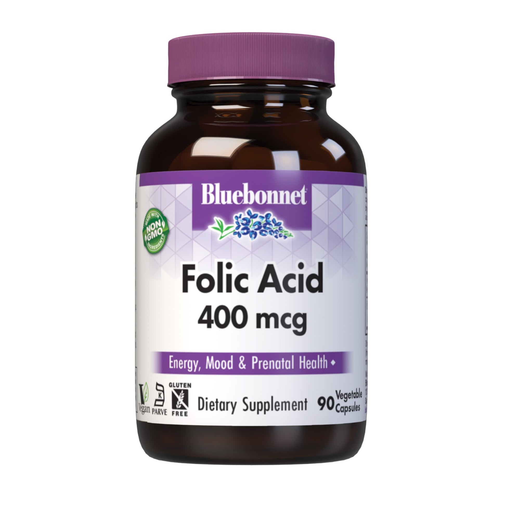 BlueBonnet Folic Acid 400 mcg Vegetable Capsules, 90 Count