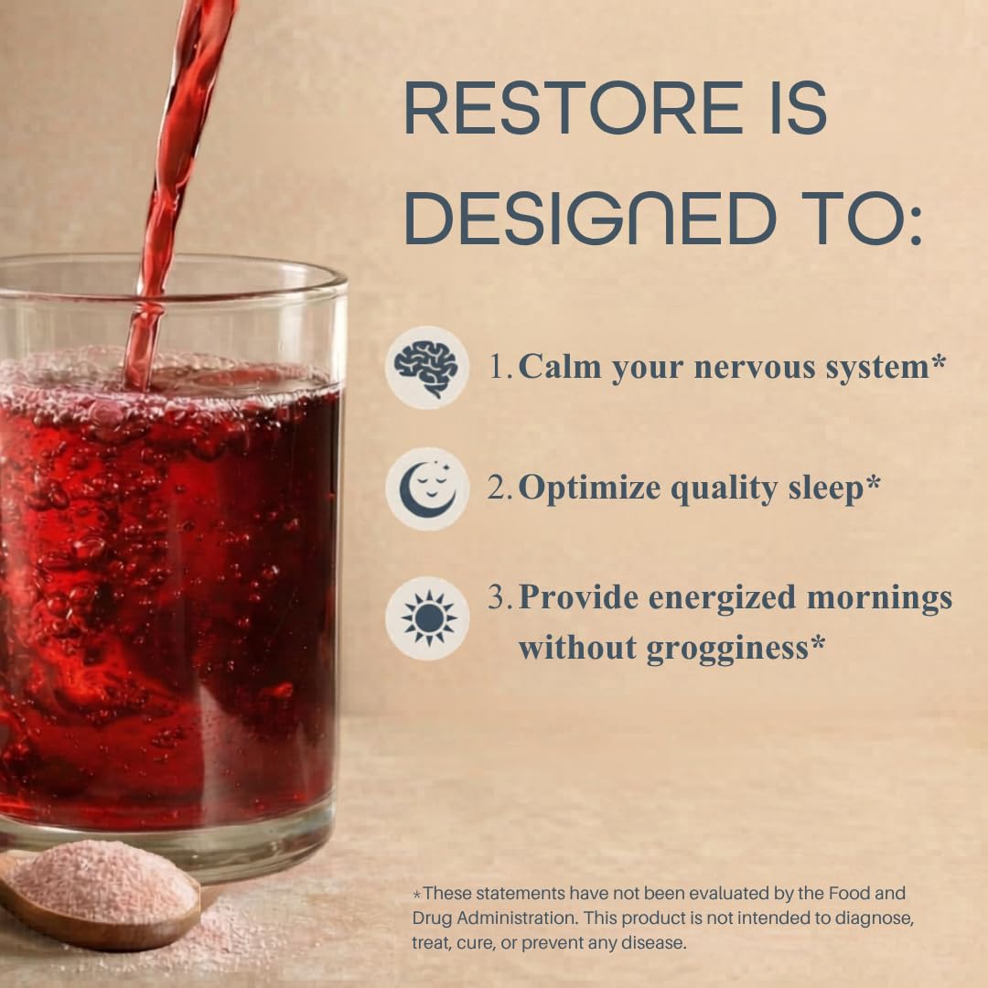Sleep Habits Sleep Habits Restore Magnesium Glycinate with L-Theanine, Tart Cherry & Beet Root Powder 7.8 Ounce