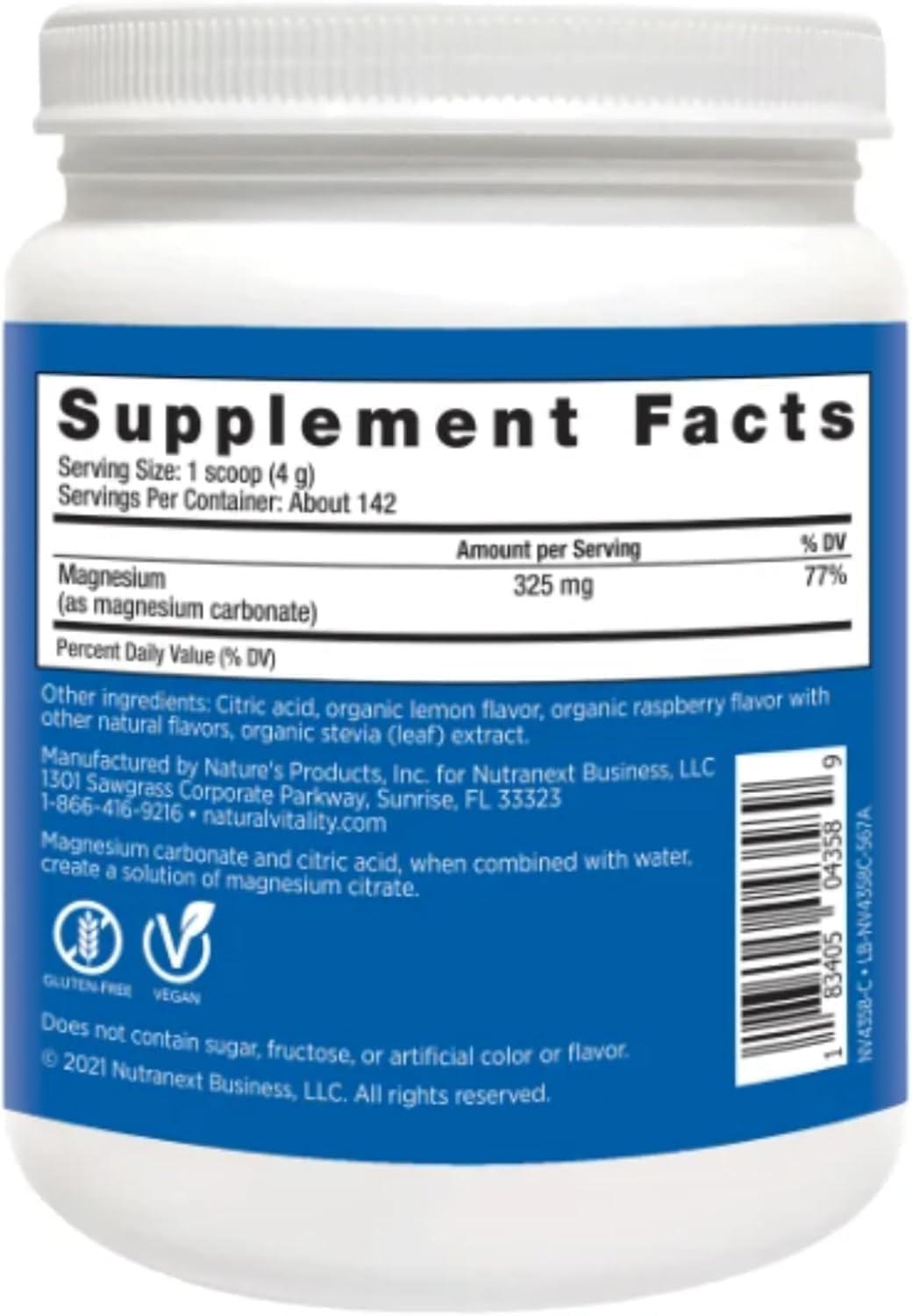 Generic Natural-Vitality Calm Magnesium Citrate Powder, 20 Ounce