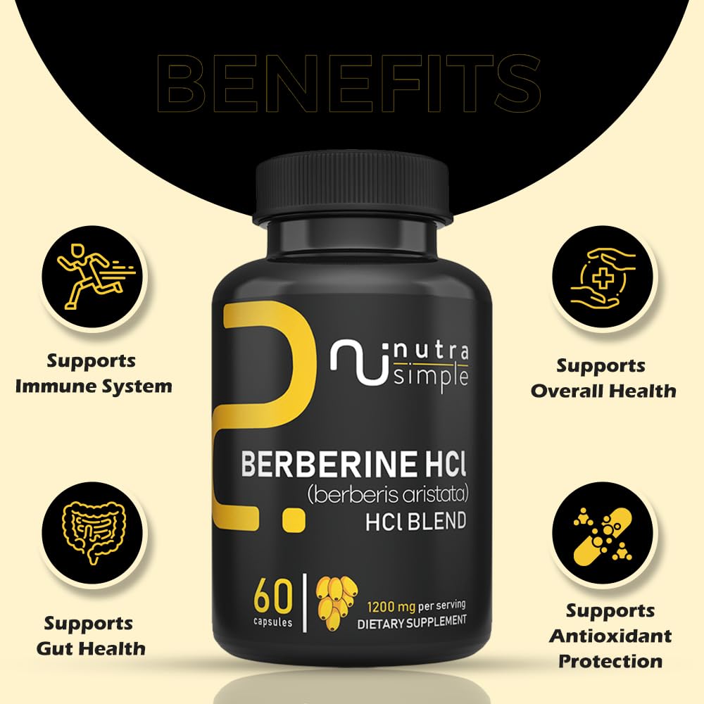 Nutra Simple Berberine HCl 1200mg Capsule, 60 Count