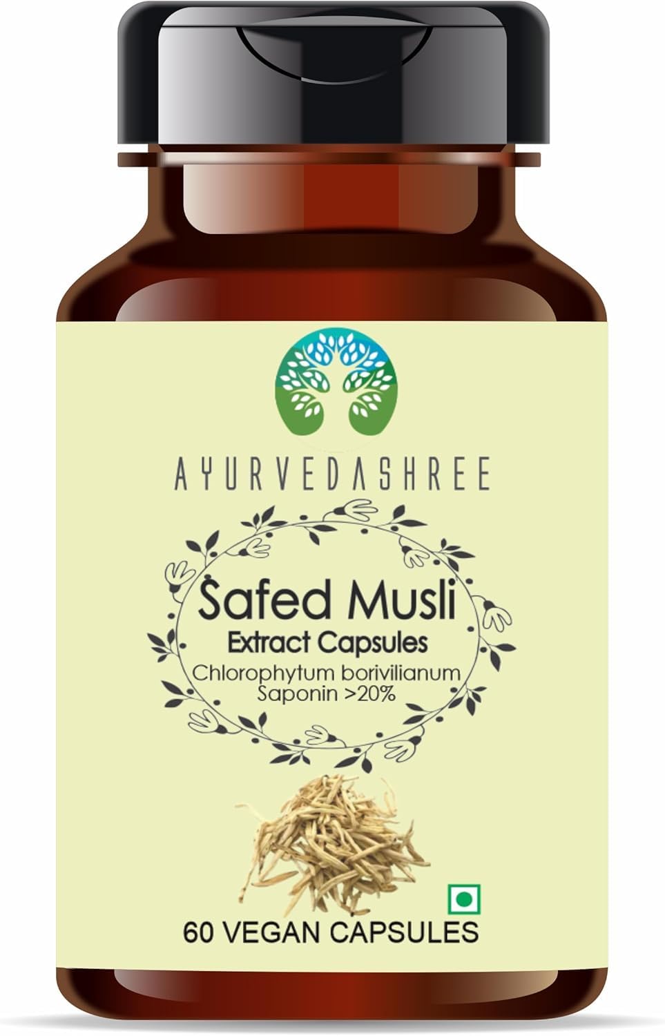 AYURVEDASHREE Safed Musli Extract 500mg Capsule, 60 Capsules