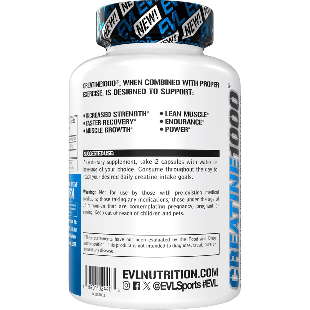 Evlution Creatine Monohydrate Capsules - 120 Count