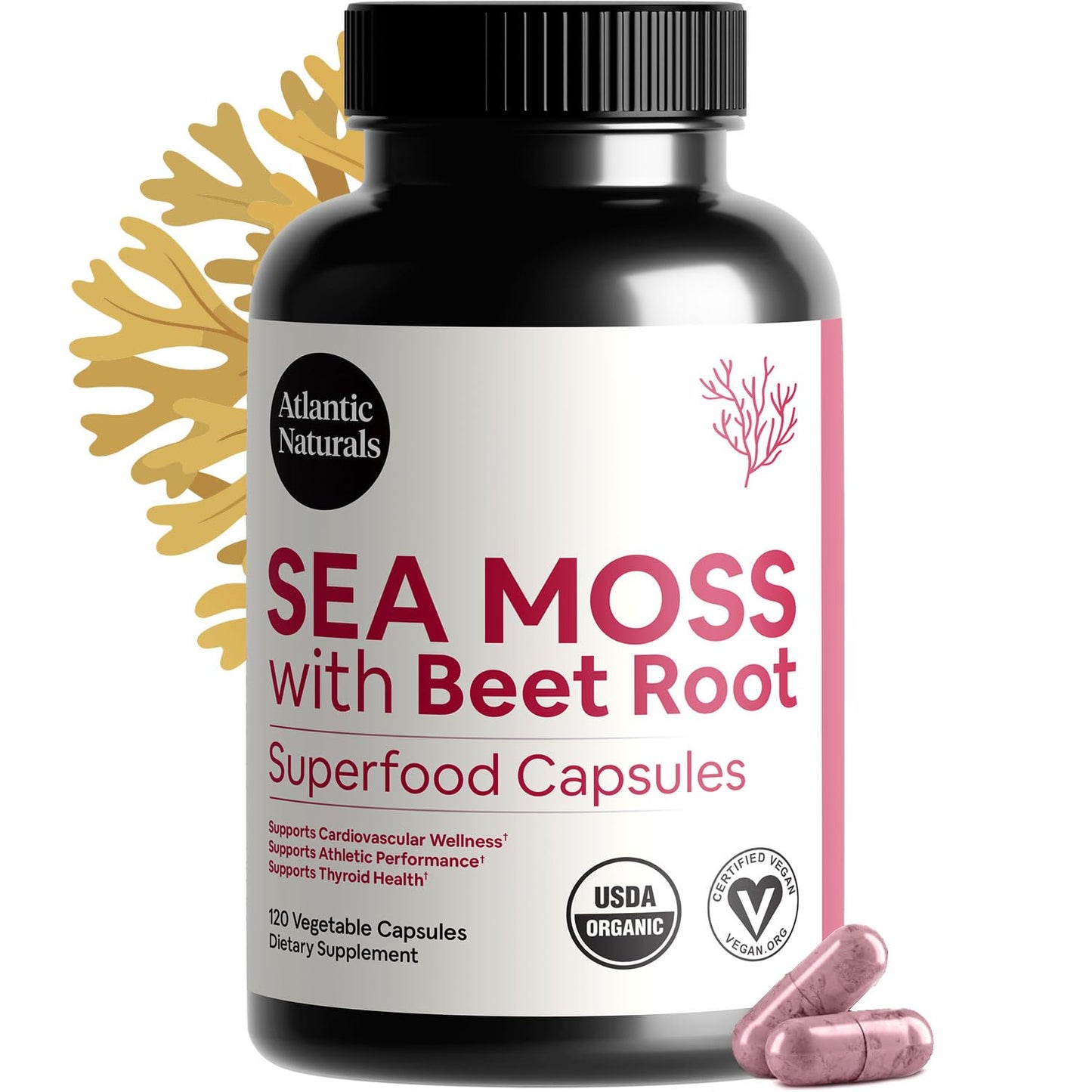 Atlantic Naturals Sea Moss with Beet Root Capsules, 120 Capsules