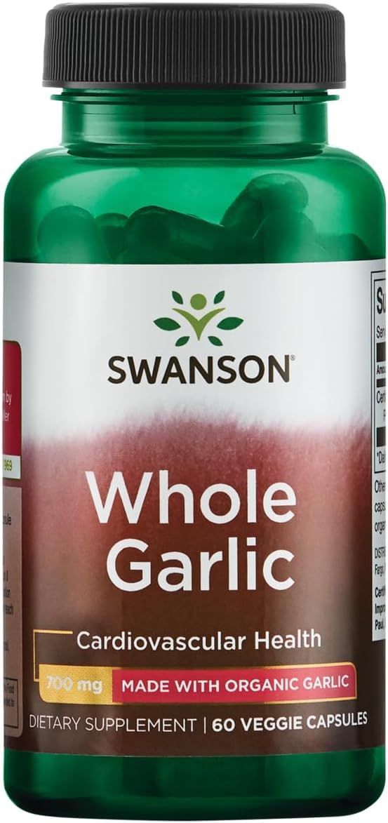 Swanson Made with Organic Whole Garlic 700 mg Capsule, 60 Count