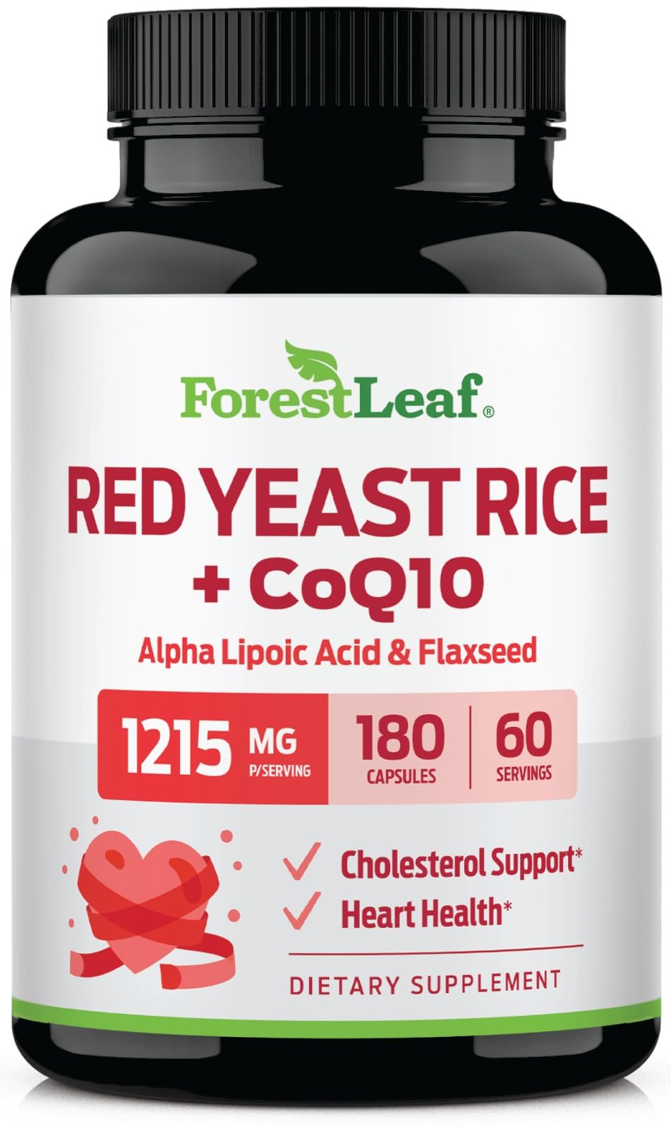 ForestLeaf Red Yeast Rice with CoQ10 Supplement Extra Strength 180 Capsules