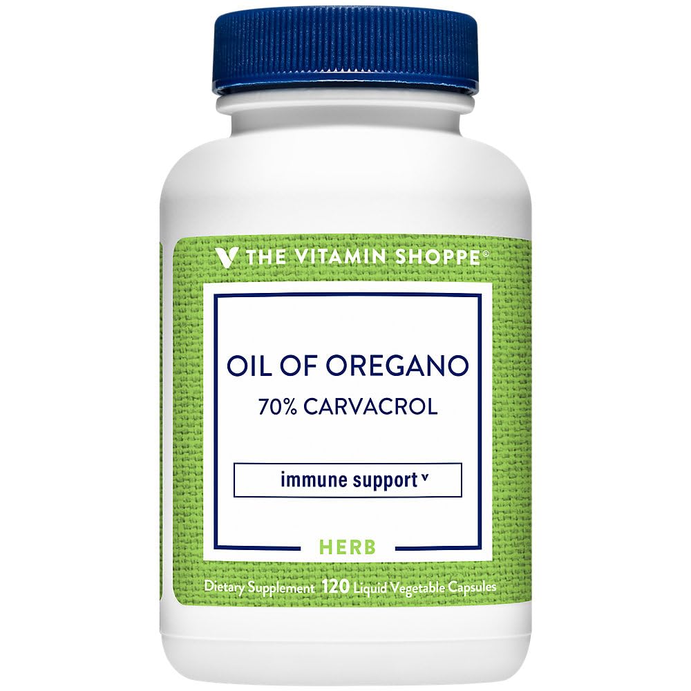 The Vitamin Shoppe Oil of Oregano 45mg - Immune System Support, 70% Carvacrol Super Strength, 120 Vegetarian Capsules, Wild Mediterranean