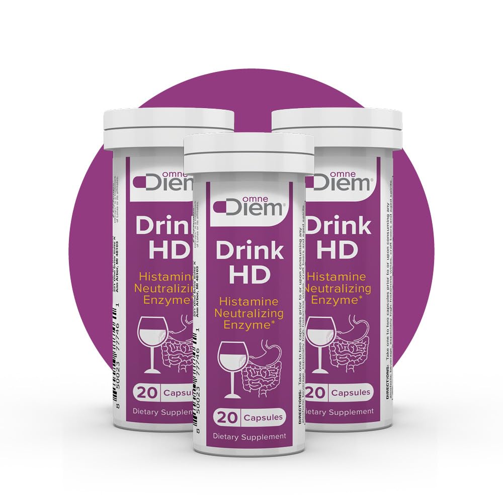 Omne Diem DrinkHD Diamine Oxidase DAO Enzyme Capsules 60 Count