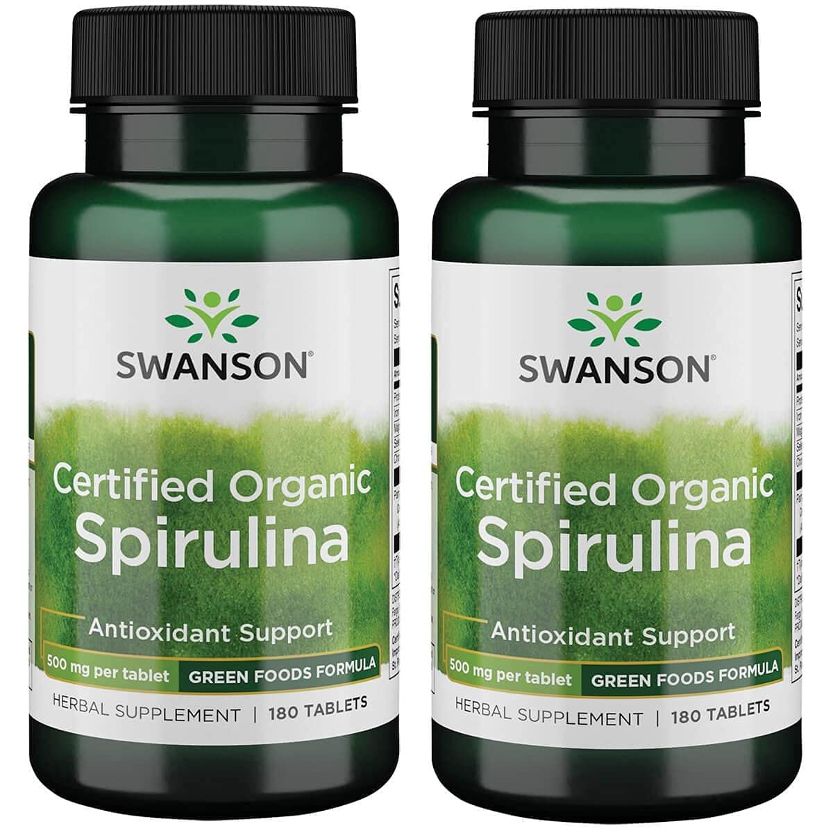 Swanson Certified Organic Spirulina 500 mg Tablets, 360 Count