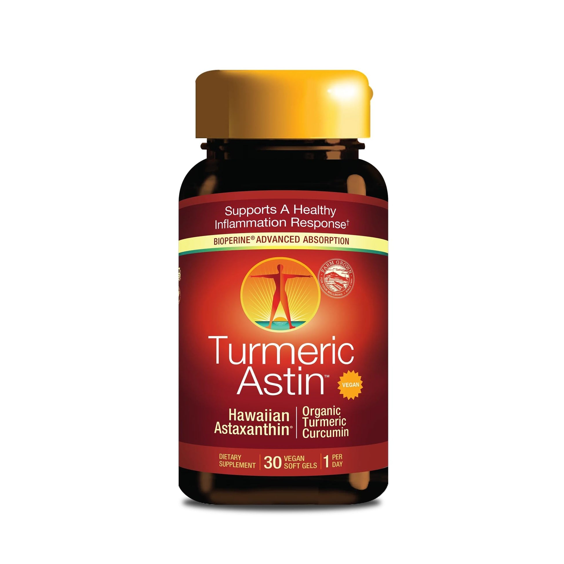 Nutrex Hawaii TurmericAstin, with Turmeric, BioAstin Hawaiian Astaxanthin & BioPerine Black Pepper Extract Capsule 30 Count