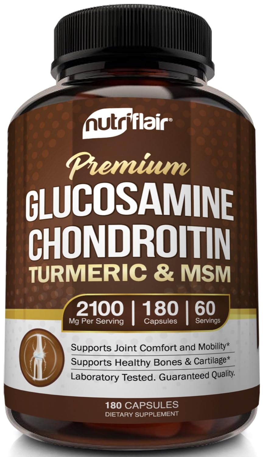 NutriFlair Glucosamine Chondroitin Turmeric MSM Boswellia Capsules, 90 Count