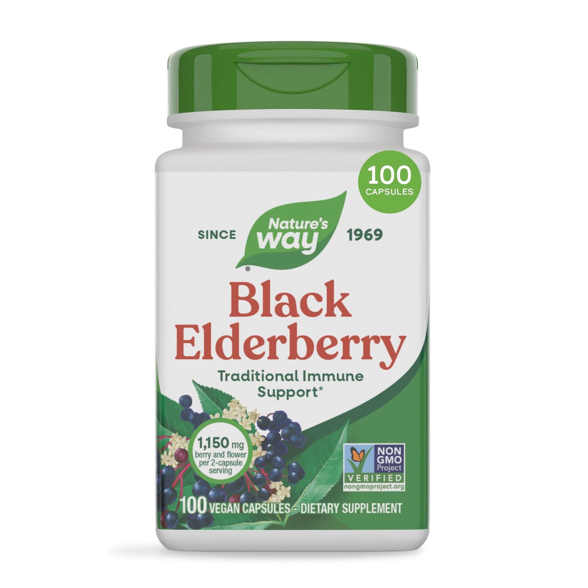 Nature's Way Black Elderberry Capsules, 100 Count