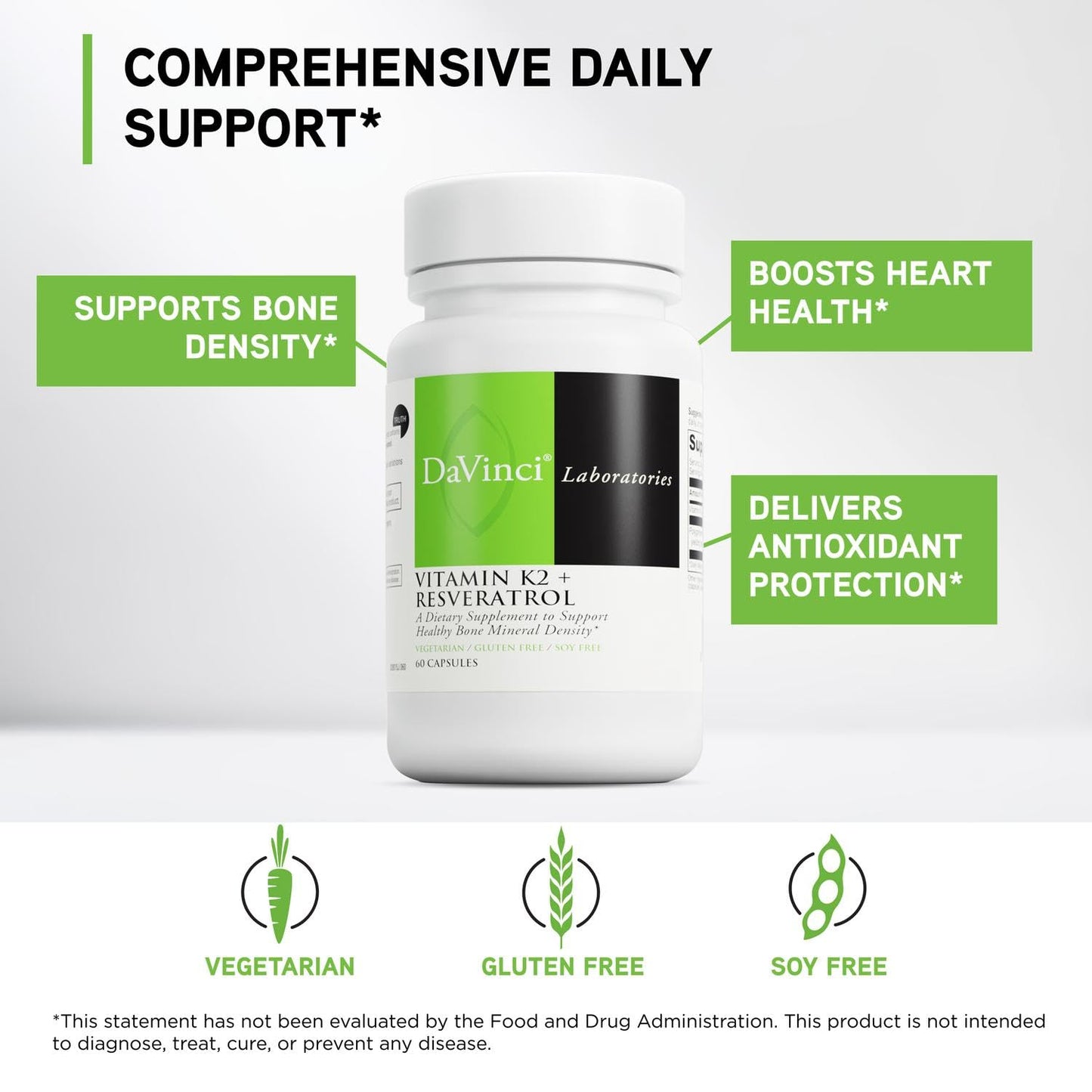 DAVINCI Vitamin K2 & Resveratrol Capsules 60 Count