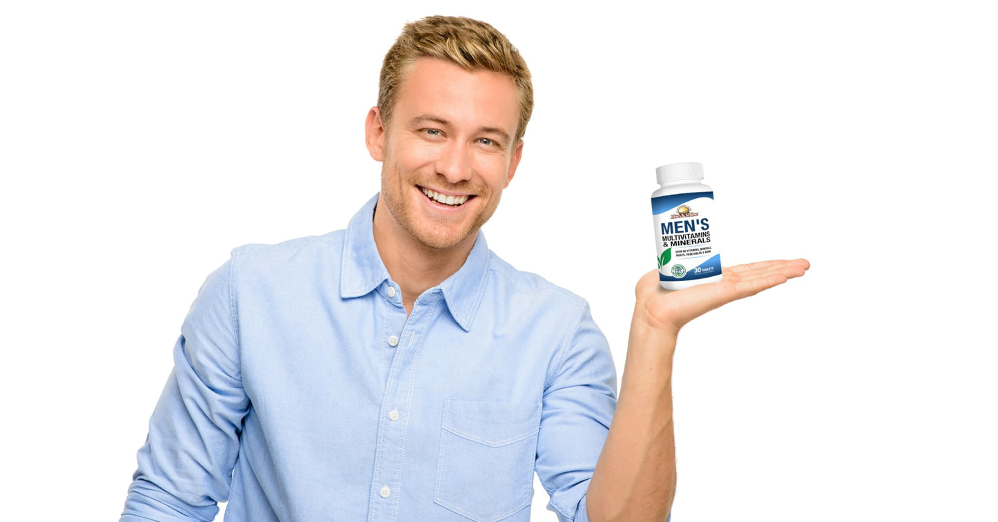 Rise-N-Shine Men's Multivitamins and Minerals with Zinc, Selenium, Calcium, Magnesium & More for Immune System Support Tablets 30 Count