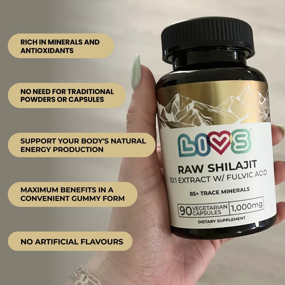 LIVS Raw Shilajit Capsules 90 Count