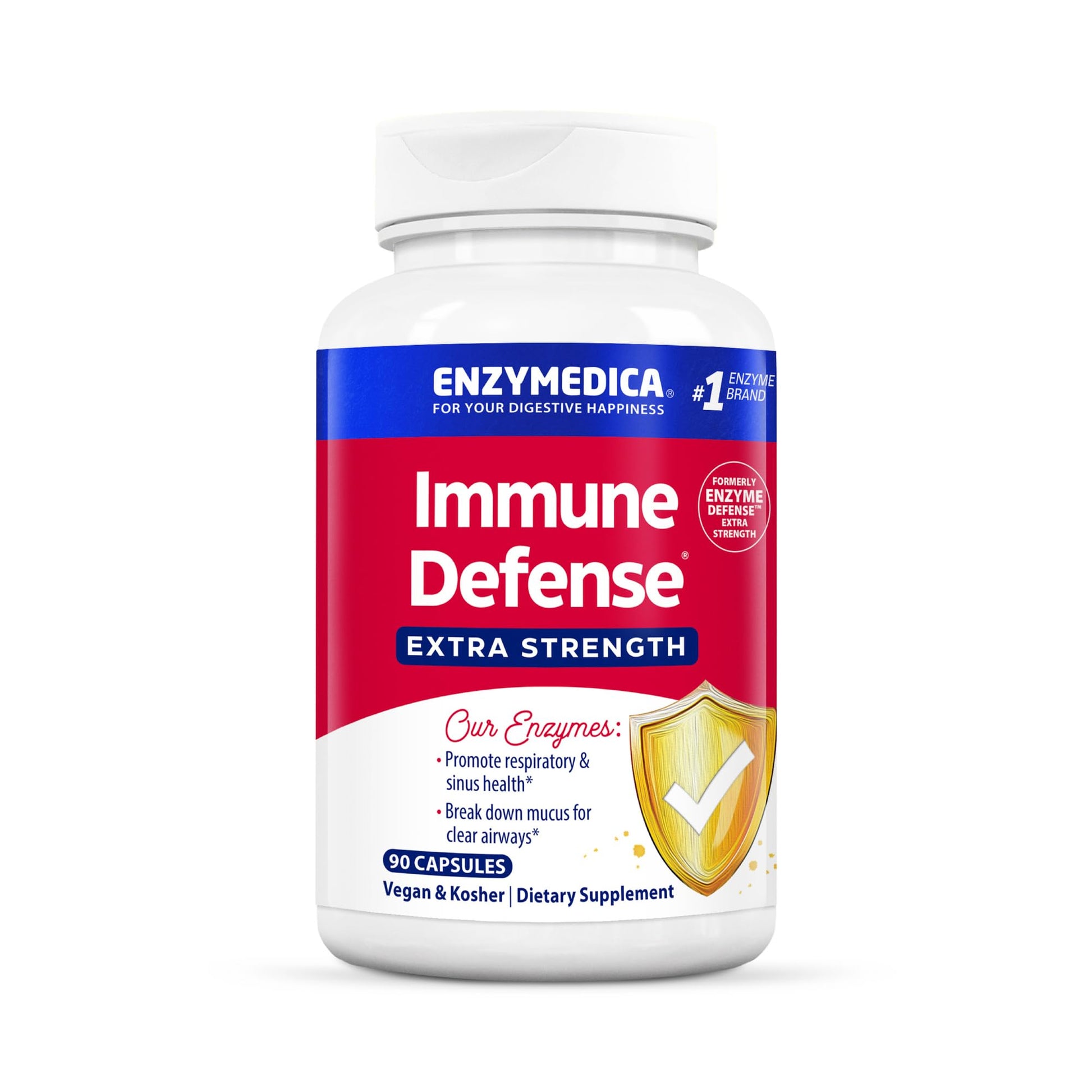 Enzymedica Immune Defense Extra Strength Proteolytic Enzymes for 2X Immune & Respiratory Support Capsules 90 Count