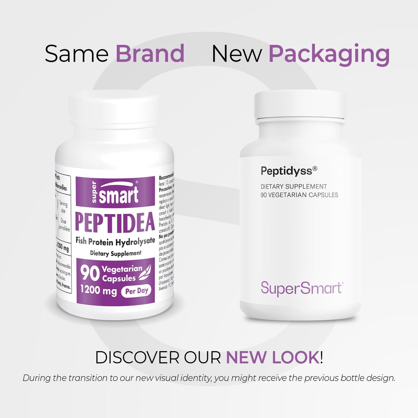 Supersmart Peptidyss 1200mg per Day Fish Protein Hydrolysate Supplement - Peptides & Amino Acids Complex, 90 Vegetarian Capsules