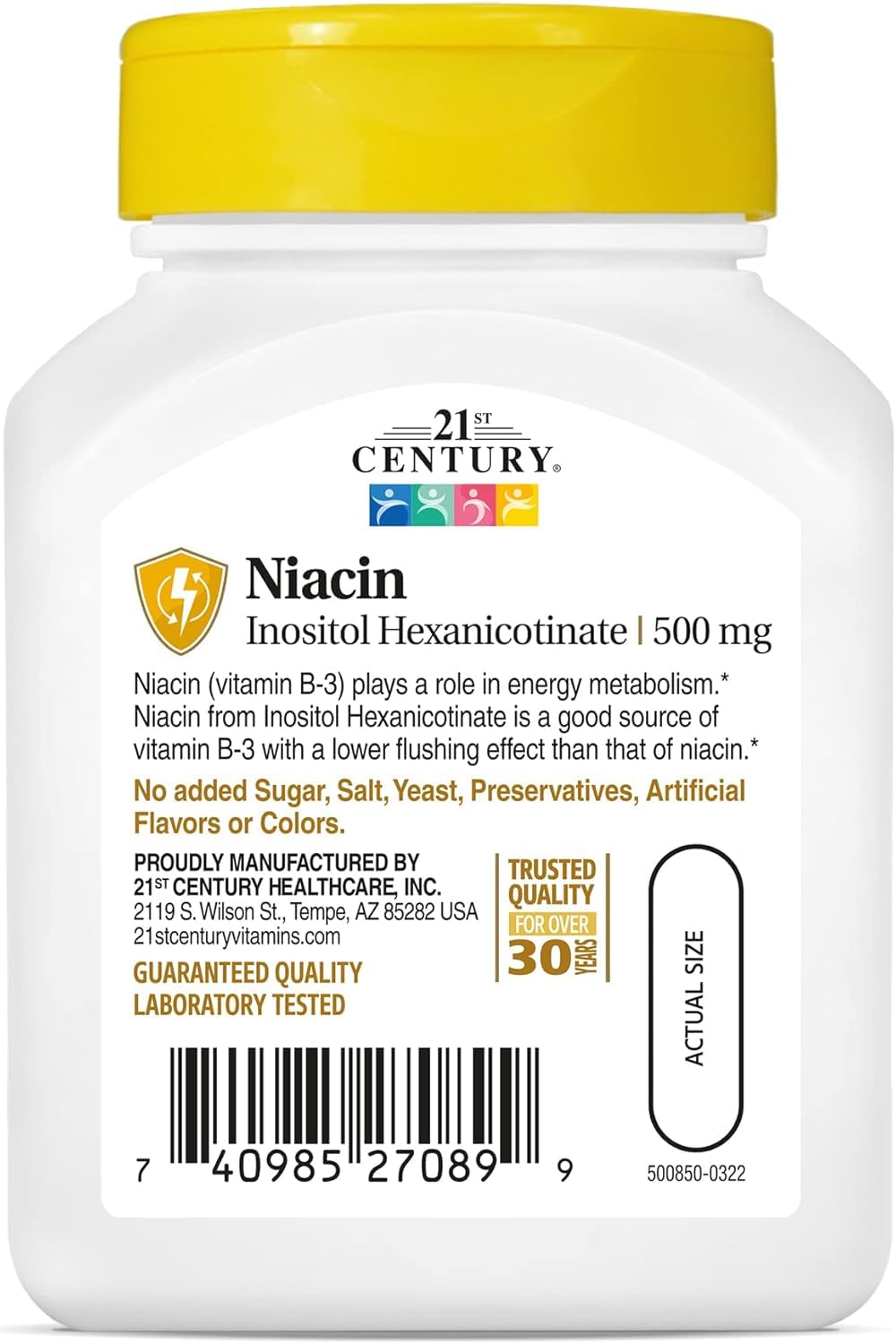 21st Century Niacin Flush Free 500 Milligrams 110 Capsules