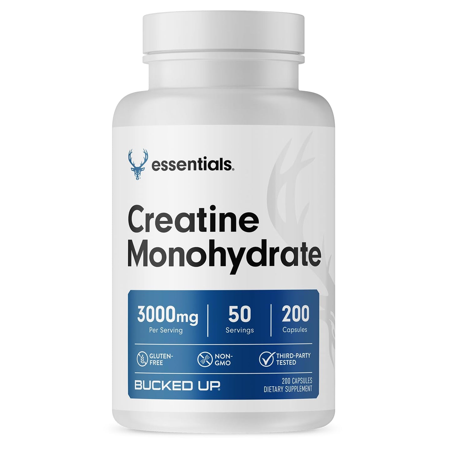 Bucked Up Creatine Monohydrate 3000mg Capsules 200 Count