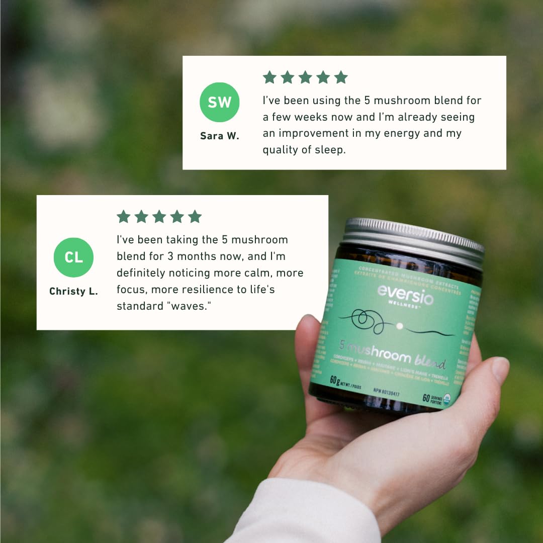 Eversio Wellness Organic 5 Mushroom Blend Powder, 60 Servings