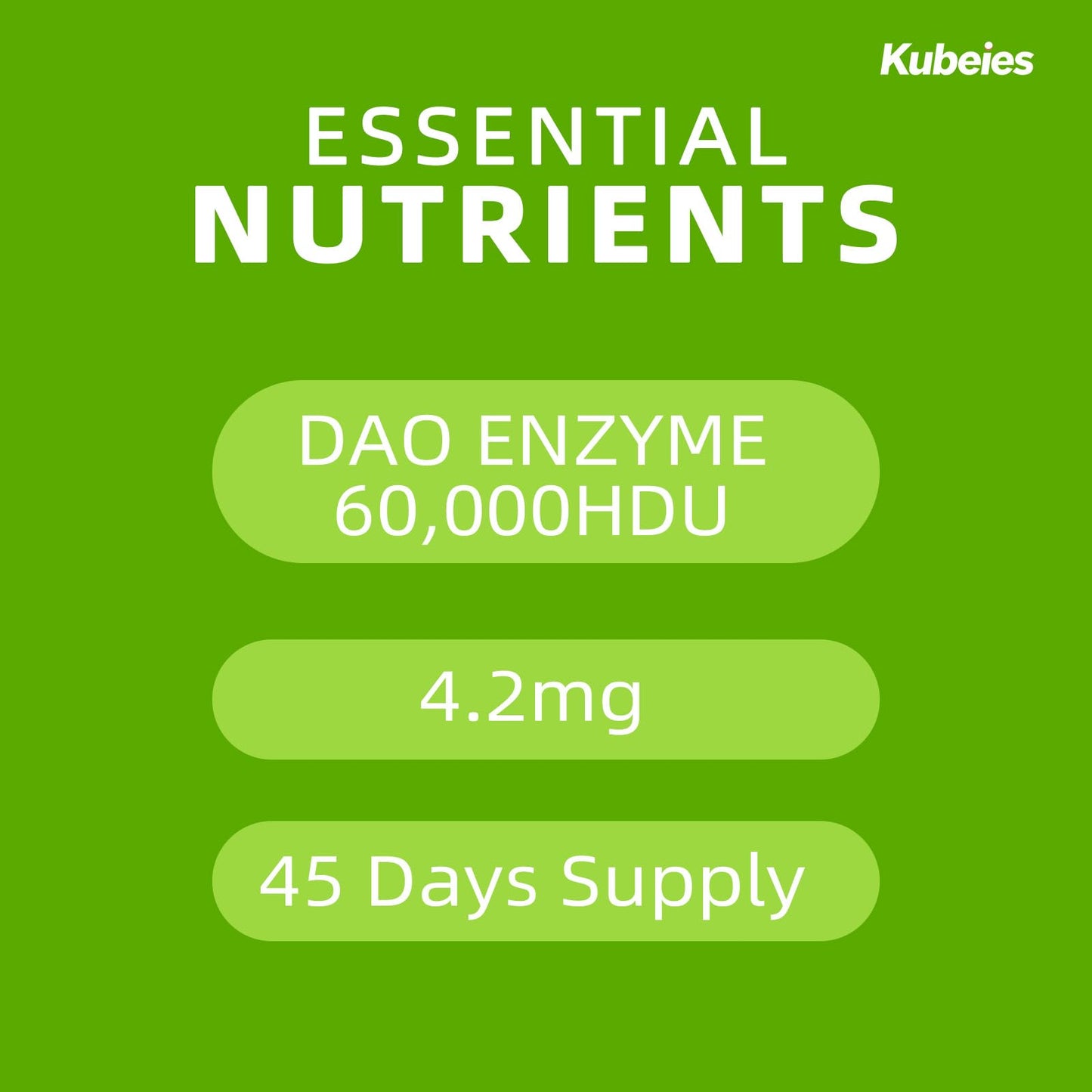 Kubeies DAO Enzyme 60,000 HDU Tablet, 90 Tablets