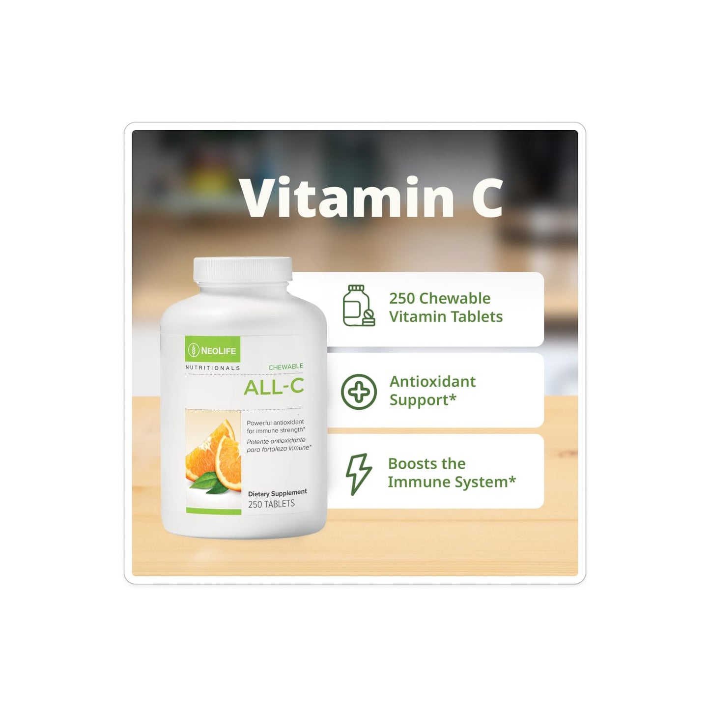 NeoLife All-C Vitamin C Chewable Tablets 250 Count