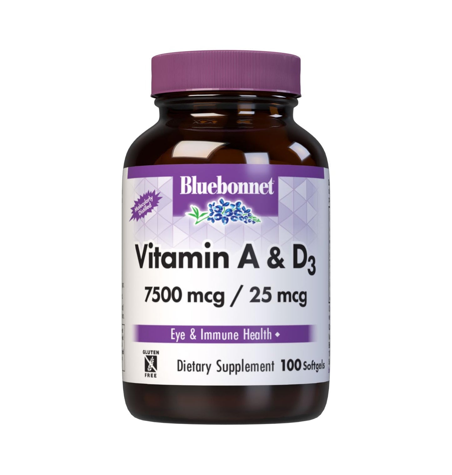 BlueBonnet Vitamin A & D3 25,000 IU/1,000 IU from Deep Sea Cold Water Fish Oil Softgels 100 Count