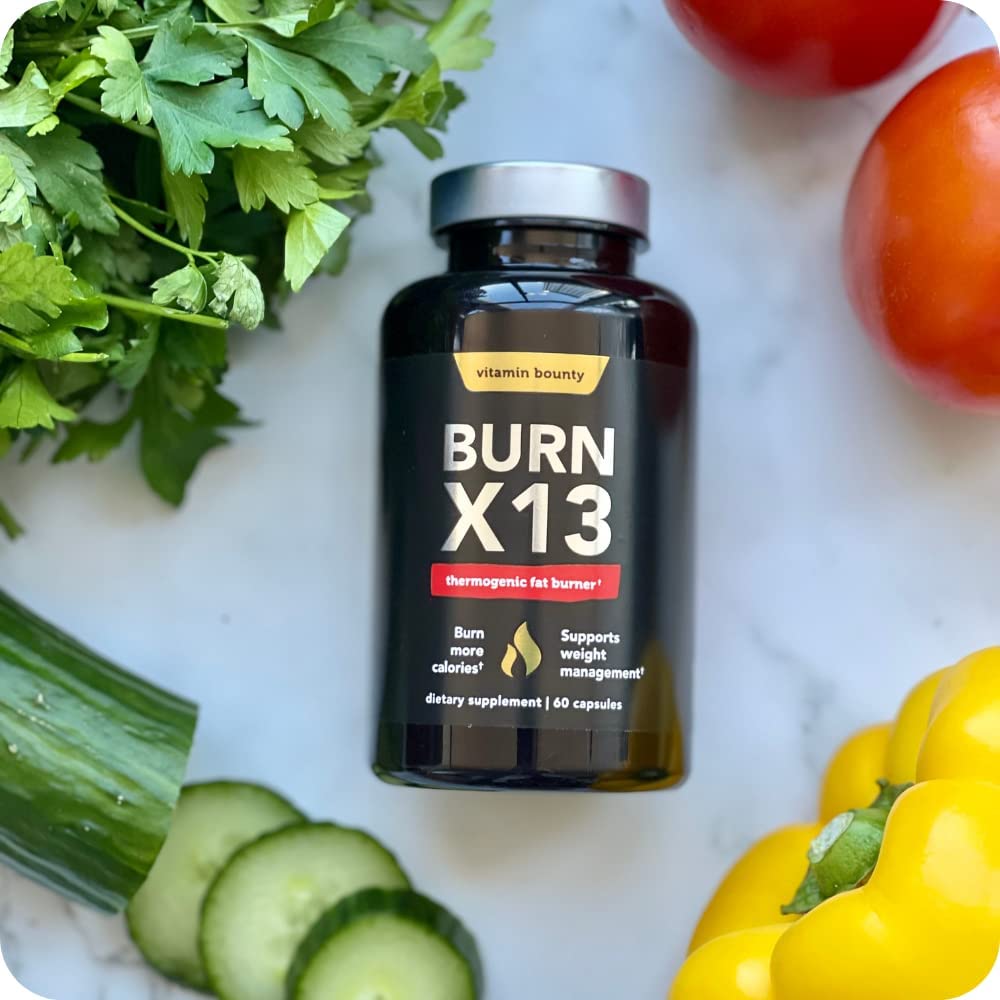 Vitamin Bounty Advanced Thermogenic Fat Burner for Men & Women - Burn X13 Weight Loss Supplement with 13 Powerful Ingredients - Metabolism Booster, Energy & Appetite Control, 60 Capsules