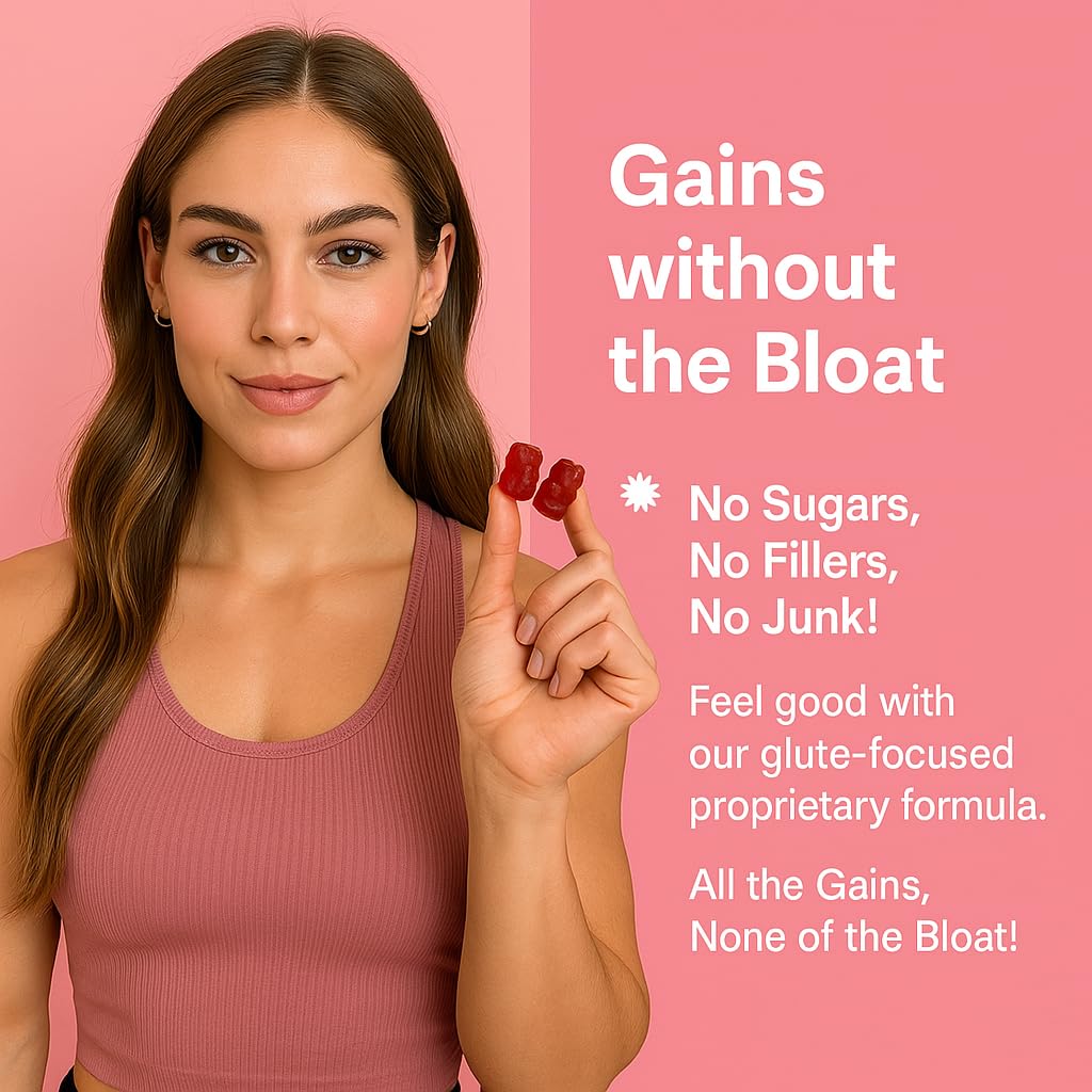 Lustrafit Booty Gummies - Booty & Glute Builder Creatine Gummies with Collagen for Women, 90 Gummies